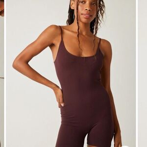 Free People Intimately one to watch romper bodysuit in Merlot Chocolate XS